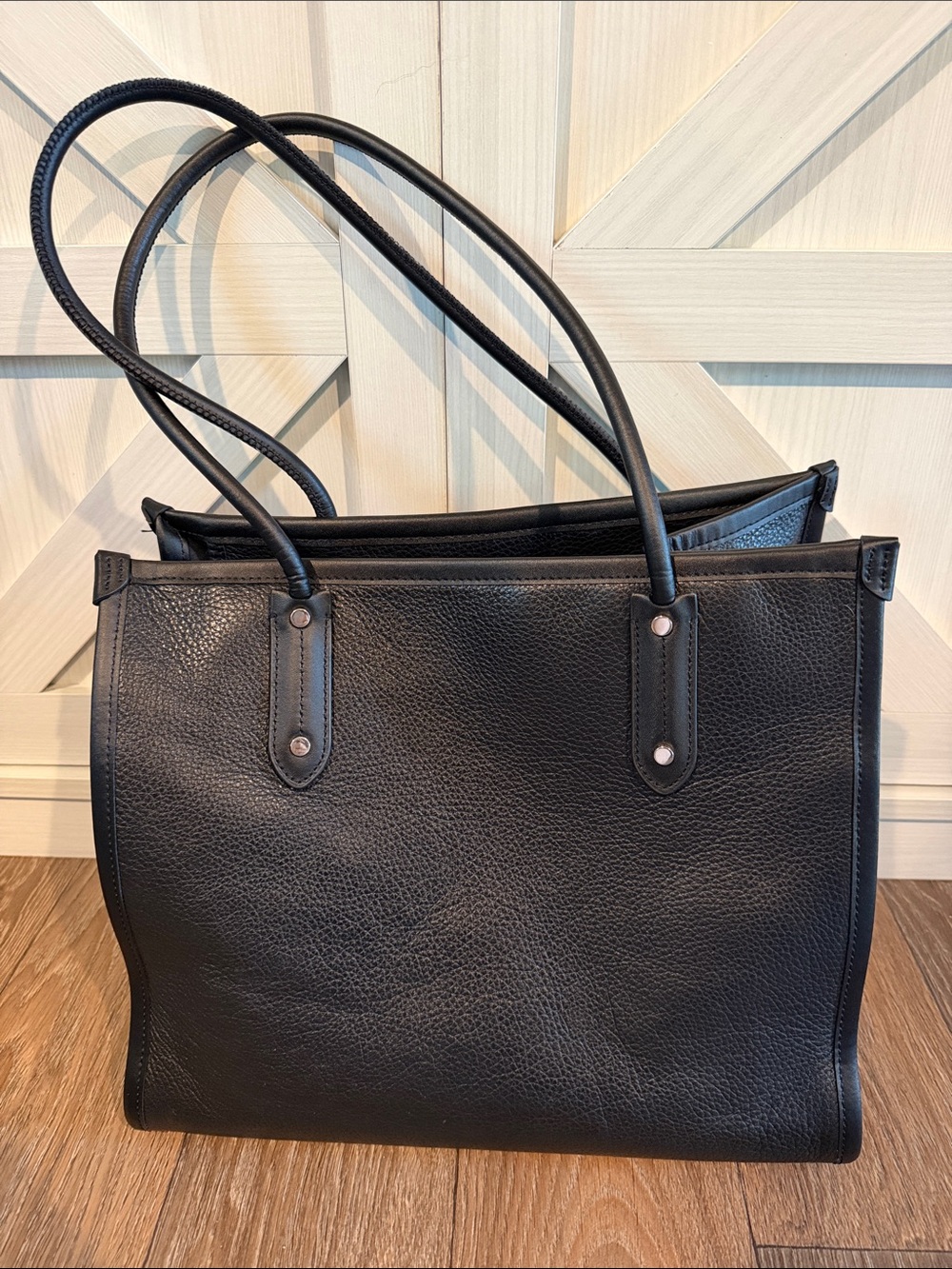 kate spade black leather logo tote - Picture 2 of 5